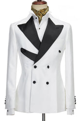 Stylish Peaked Lapel Double Breasted White Prom Suits