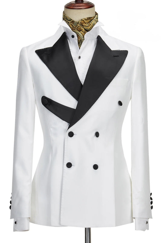Stylish Peaked Lapel Double Breasted White Prom Suits
