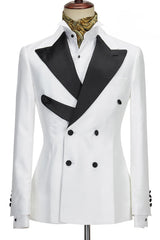 Stylish Peaked Lapel Double Breasted White Prom Suits
