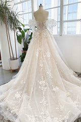 Sweetheart A-Line Lace Wedding Dress With Appliques-27dress
