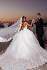Sweetheart Ball Gown Wedding Dress Lace Appliques Online Lace-up-27dress