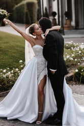 Sweetheart Lace Wedding Dress Overskirt Long-27dress