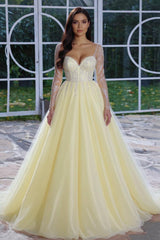 Sweetheart Long Sleeves A-line Prom Dress with Lace Applique-27dress