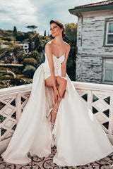 Sweetheart Mermaid Wedding Dress Slit With Detachable Skirt-27dress