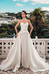 Sweetheart Mermaid Wedding Dress Slit With Detachable Skirt-27dress