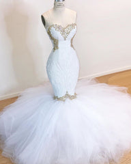 Sweetheart Mermaid Wedding Dress Tulle With Appliques-27dress