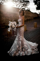 Sweetheart Mermaid Wedding Dress With Lace Appliques-27dress