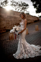 Sweetheart Mermaid Wedding Dress With Lace Appliques-27dress