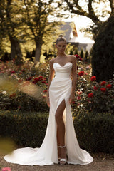 Sweetheart Overskirt Wedding Dress Mermaid With Split-27dress