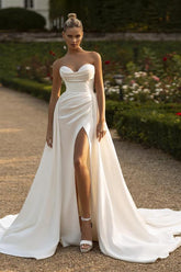 Sweetheart Overskirt Wedding Dress Mermaid With Split-27dress