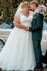 27DRESS Sweetheart Short Sleeves Plus Size Ball Gown Wedding Dresses