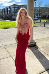 Sweetheart Sleeveless Mermaid Long Prom Dress with Applique-27dress
