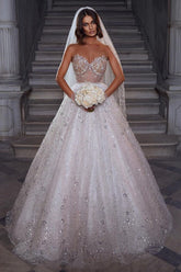 Sweetheart Sleeveless Princess Wedding Dress Shinning With Crystals-27dress