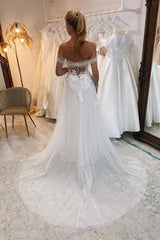 Sweetheart Tulle Wedding Dress Long With Lace Appliques-27dress