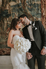 Sweetheart V-Neck Wedding Dress Mermaid Tulle Layered-27dress