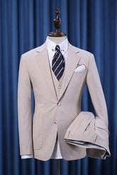 Three Pieces Notched Lapel Slim Fit Bespoke Business Suit For Men
