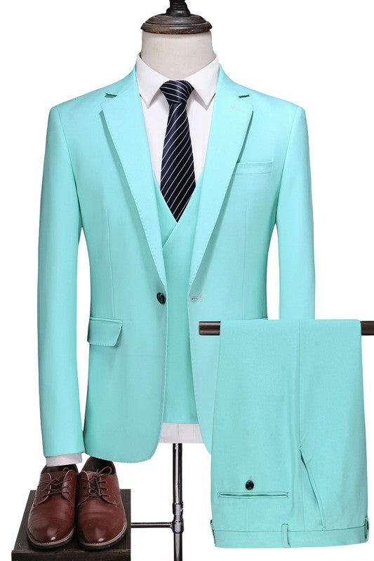 Three Pieces One Button Notched Lapel Men Prom Suits