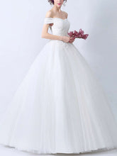 Timeless Elegance - Ball Gown Off-the-shoulder Tulle Floor-length Wedding Dress With Appliques Lace