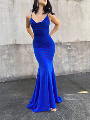 Trumpet/Mermaid Cowl Neck Prom Dress with Stretch Crepe Sweep Train