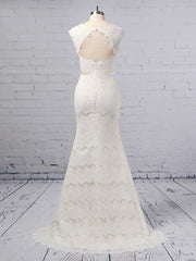 Trumpet/Mermaid Illusion Lace Floor-length Wedding Dress With Sashes / Ribbons
