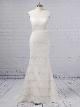 Trumpet/Mermaid Illusion Lace Floor-length Wedding Dress With Sashes / Ribbons
