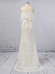 Trumpet/Mermaid Off-the-shoulder Lace Wedding Dresses with Sashes/Ribbons