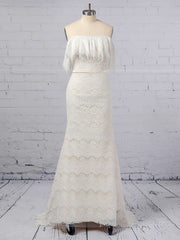 Trumpet/Mermaid Off-the-shoulder Lace Wedding Dresses with Sashes/Ribbons
