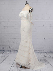 Trumpet/Mermaid Off-the-shoulder Lace Wedding Dresses with Sashes/Ribbons