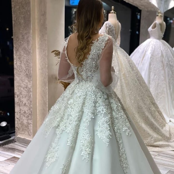 Timeless Ball Gown Tulle Sequin Beaded Long Wedding Dresses C4051