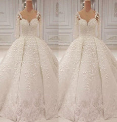 Unique Halfsleeves Straps White Wedding Dresses With Appliques A-line Lace Bridal Gowns On Sale-27dress