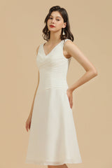 V-Neck Knee-length Chiffon Bridesmaid Dress online-27dress