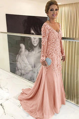 V-neck Long Sleeves Mother Of The Bride Dress with Lace Applique