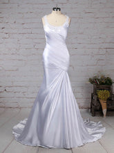 V-neck Silk-like Satin Sweep Train Wedding Dress with Beading for Trumpet/Mermaid Style