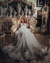 V-Neck Sleeveless Lace Wedding Dress Summer Beach Bridal Gowns-27dress