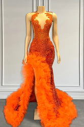 V-Neck Sleeveless Mermaid Long Prom Dress with Sequins and Split Side-27dress