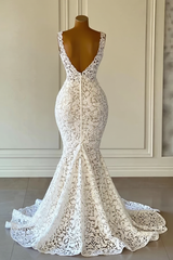 V-Neck Sleeveless Wedding Dress Mermaid Lace Online From 27dress