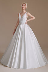 V-Neck Sleeveless Wedding Dress Princess Bridal Gowns-27dress