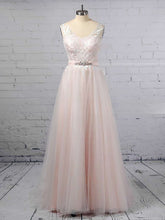 V-neck Tulle Ball Gown With Appliques Lace Sweep Train Wedding Dresses