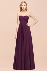 Vintage Sweetheart Long Grape Affordable Bridesmaid Dresses Online-27dress