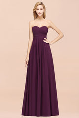 Vintage Sweetheart Long Grape Affordable Bridesmaid Dresses Online-27dress