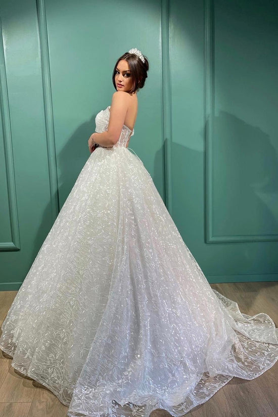 White Ball Gown Wedding Dress Lace With Off-the-Shoulder-27dress