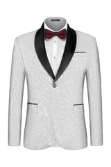 White Jacquard Shawl Lapel Two Pieces Men Suits For Wedding