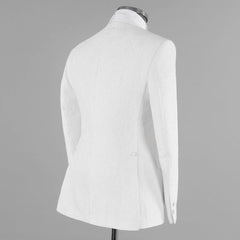 Jacquard Three Pieces Shawl Lapel Bespoke White Wedding Suits