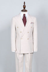 White Peaked Lapel Double Breasted Bespoke Business Suit