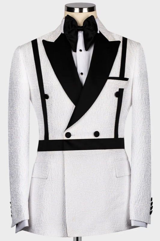 White Peaked Lapel Double Breasted Wedding Men Suits