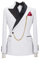 Peaked Lapel Two Pieces New Arrival White Prom Suits
