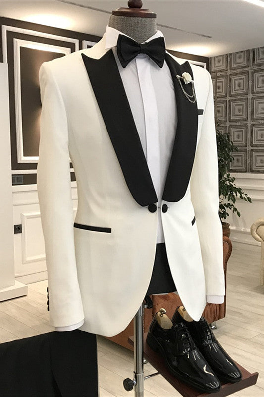 Peaked Lapel Two Pieces White Wedding Suits