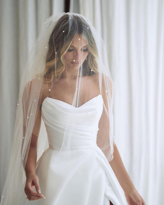 White Pure Satin Sweetheart Wedding Dress Long With Split-27dress