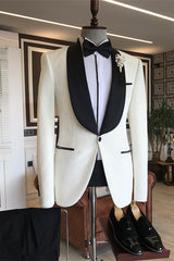 White Shawl Lapel Slim Fit Men Suits For Wedding