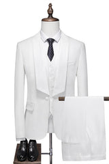 White Shawl Lapel Three Pieces Men Suits For Wedding